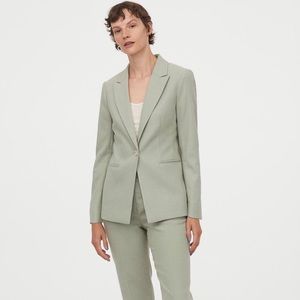 Dark pistachio green double breasted blazer